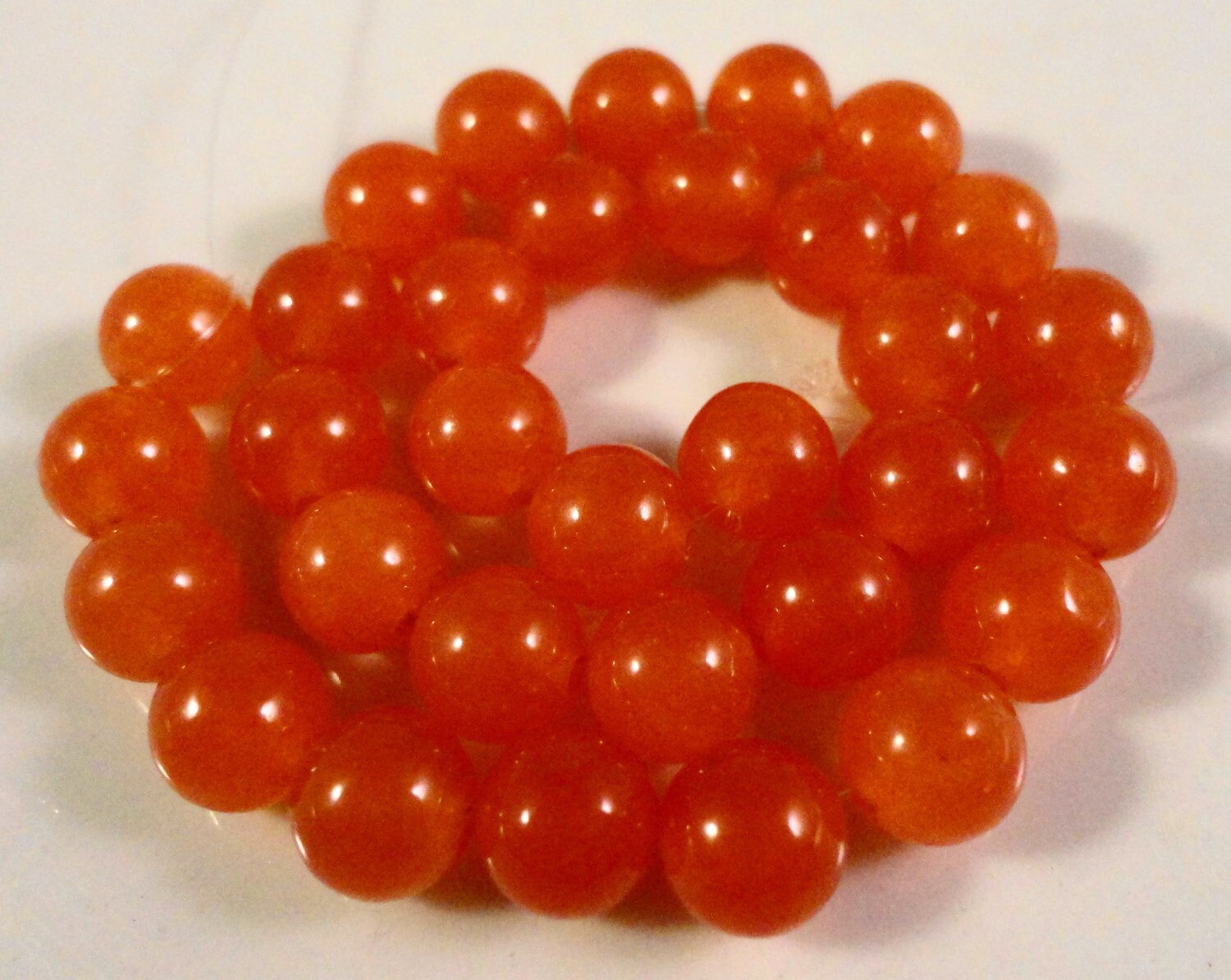 Orange Jade Gemstones 6mm Round Orange by BusyBeeBeadSupplies