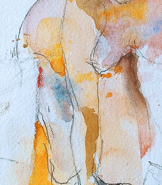 Nude Girl Original Watercolor Painting Nude Girl In The Arms Etsy My