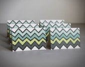 mini notecards . geometric chevron note cards . stationery. modern .  aqua green blue chevron . blank cards . note card set of 6 .