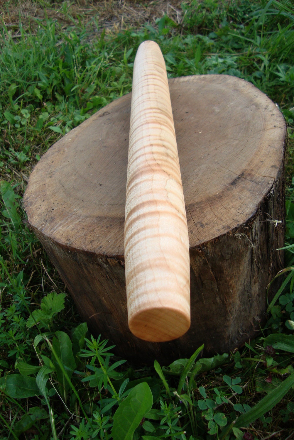 Wooden rolling pin, tiger maple, extremely figured grain