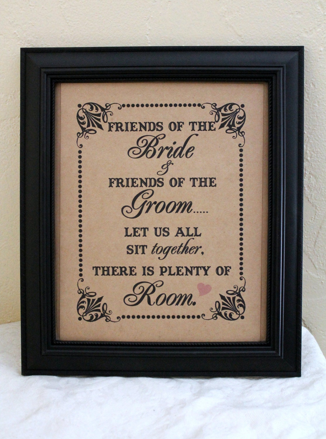 8 x 10 Ceremony/ Reception Seating- Friends of The Bride and Friends of The Groom - Wedding Sign - Single Sheet (Style: FRIENDS OF)