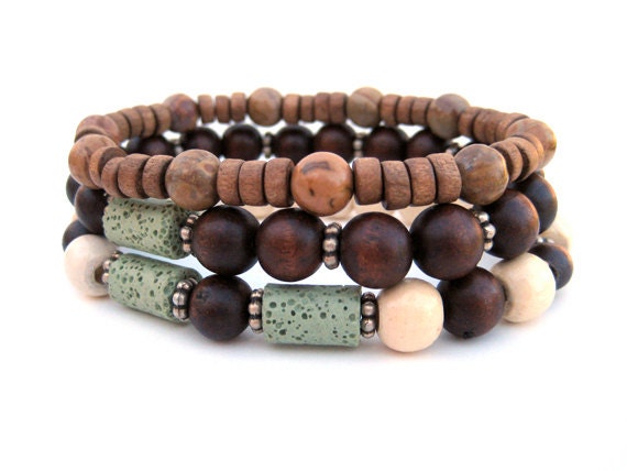 Beaded stretch bracelets / handmade bracelets / wooden bracelets / Bohemian bracelets / OOAK / Cyber Monday Etsy