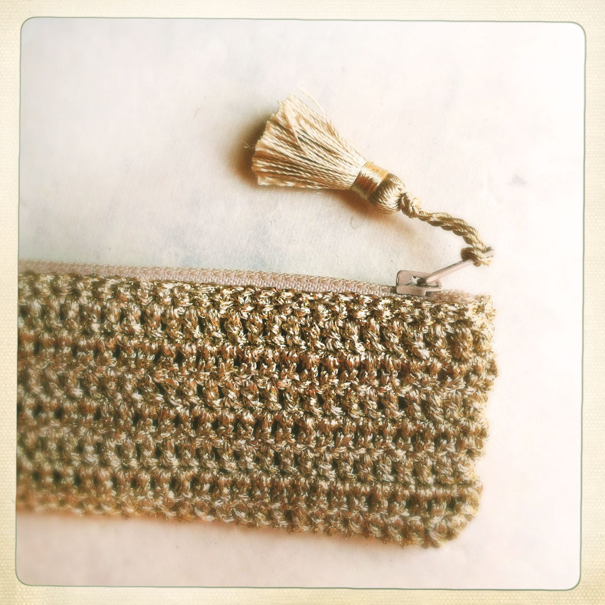 Golden Crochet Pencil Case