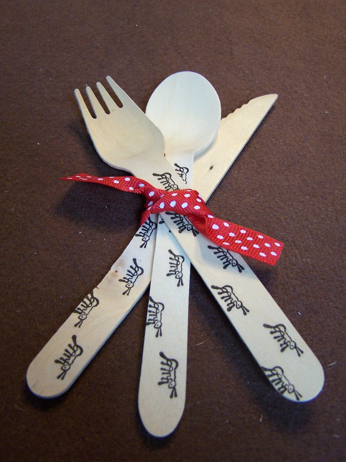 Wood Picnic Cutlery (eco friendly, biodegradable, compostable) ANTS, BUGS, PICNIC