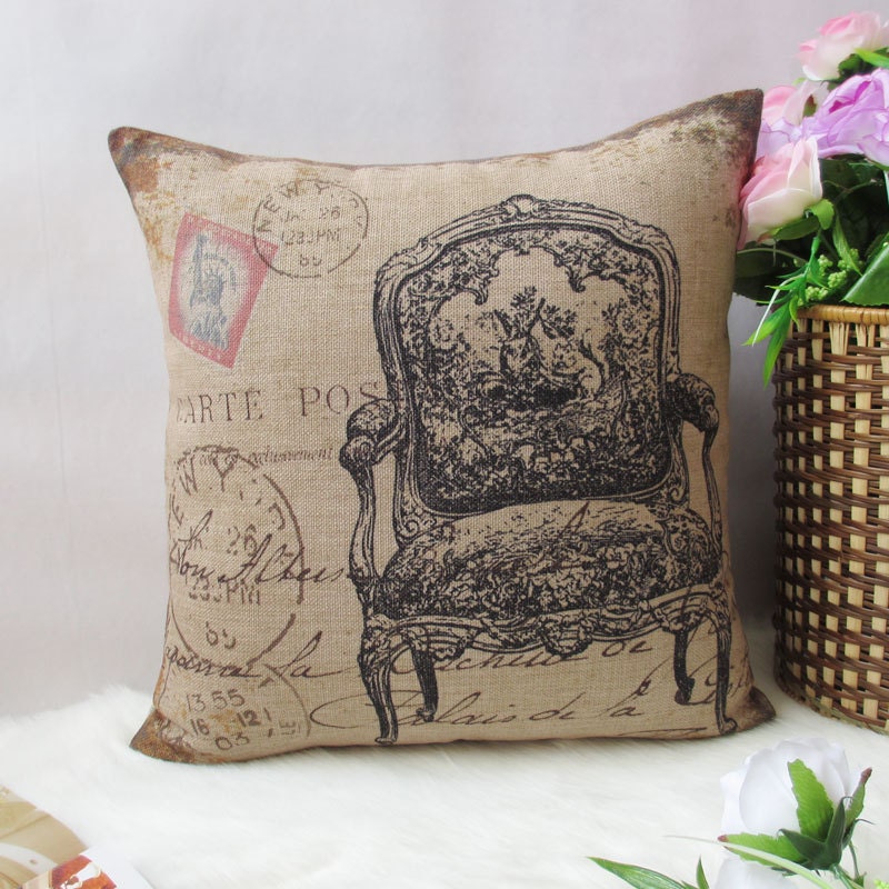 1 cotton linen simple retro chair king chair  throw pillow cover / decorative pillowcase / cushion cover 18"