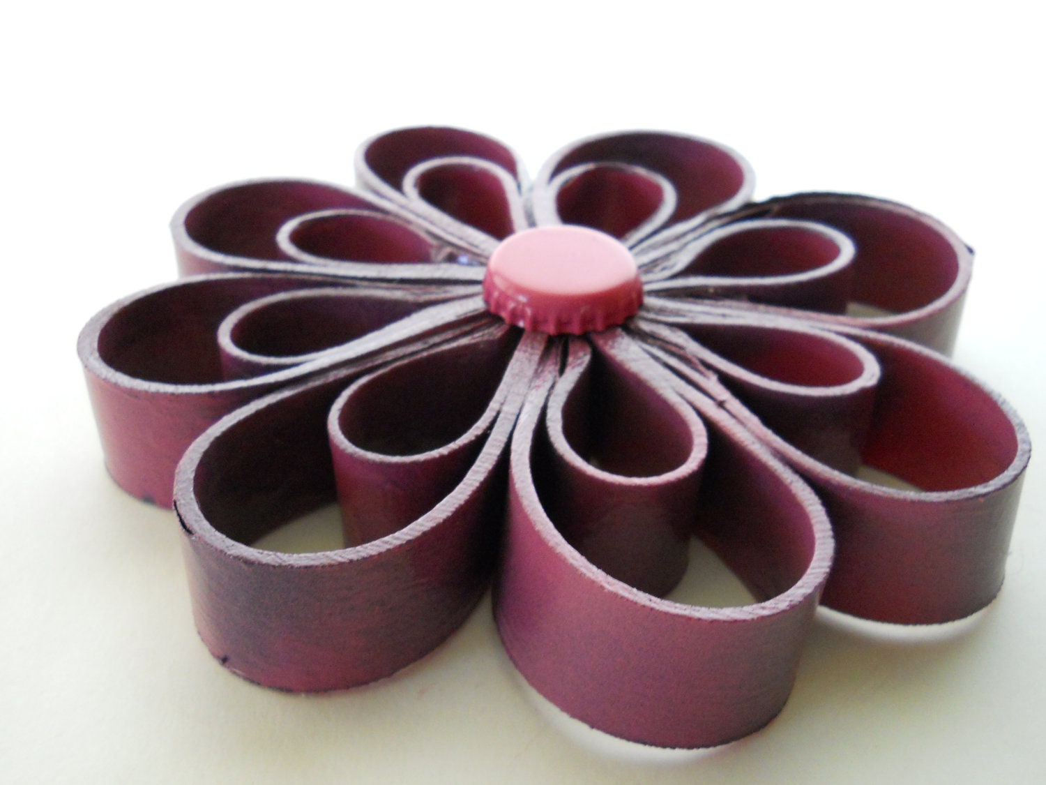 Wall Flower Wall Art Purple over Pink Double Layer Petals Wall Decor From RePurposed Phone Book