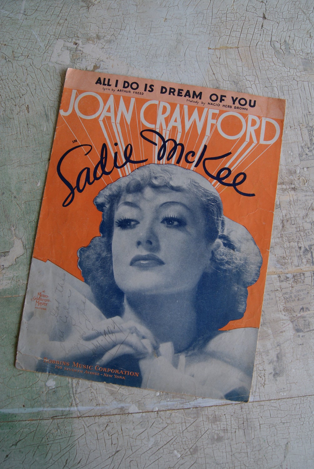 1934 All I Do Is Dream Of You Sheet Music Joan Crawford Sadie Mckee Movie Ephemera