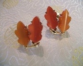 Signed Lisner Two-Tone Thermoset Leaf Earrings