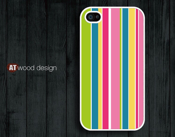 customized unique Hard case Rubber case iphone 4 cases iphone 4s case New Iphone 5 case unique case colorized stripe green pink yellow