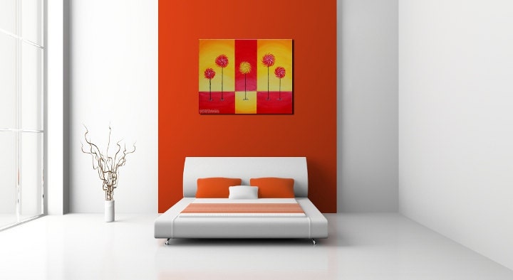 Large Abstract Tree Painting, Lollipop Trees, Modern Art, Child Room, Lorax, ON SALE