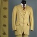 Vintage Mens Suit 1970s GROOVY NORFOLK Hunting Disco Mod Brushed Cotton Buttercup Tan Mens Vintage 3 Three Piece Suit 38 40