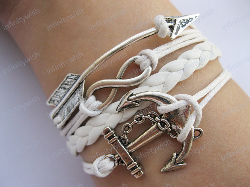 Bracelet-antique silver arrow bracelet,infinity bracelet,anchor bracelet,anchor pendant-Z420