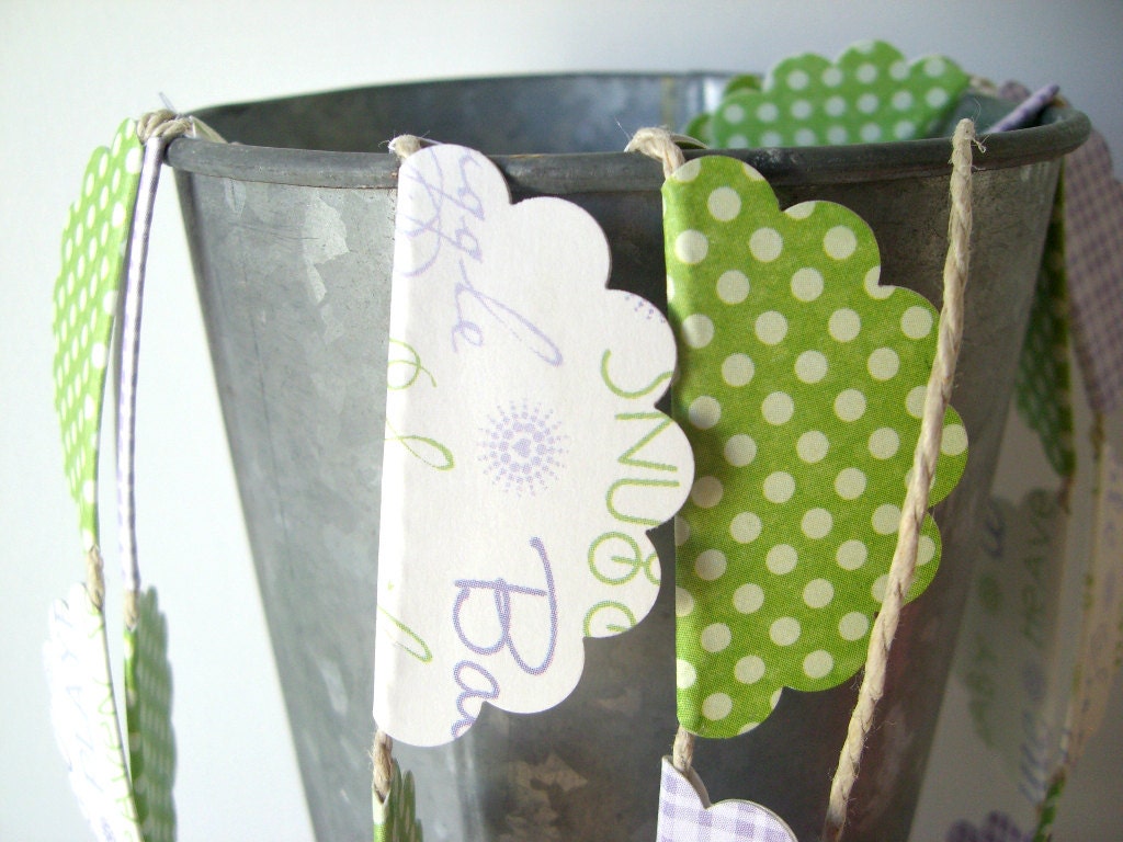 paper garland - bunting - violet- green - adorable - kids room decor - nursery decoration-boys room - HoopsyDaisies
