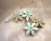 Fall accessories: Flower hair clips, mint beige clips, Flower clips, Fall hair accessories, Fall mint cream beige barrettes, Hair accessory