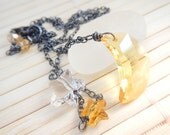 Stars Moon Necklace in Oxidized Sterling Silver, Handmade Necklace, Spring Summer, Simple Everyday Wear, Cute, Minimalist Jewelry