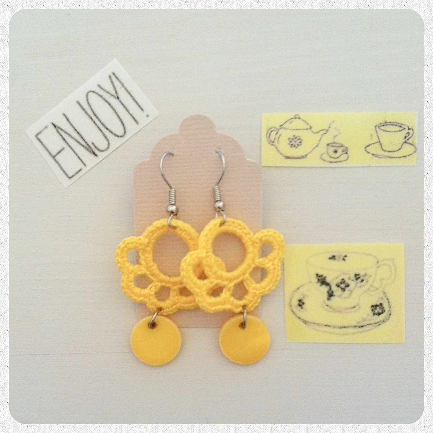 Crochet earrings Lemon Juice -Yellow