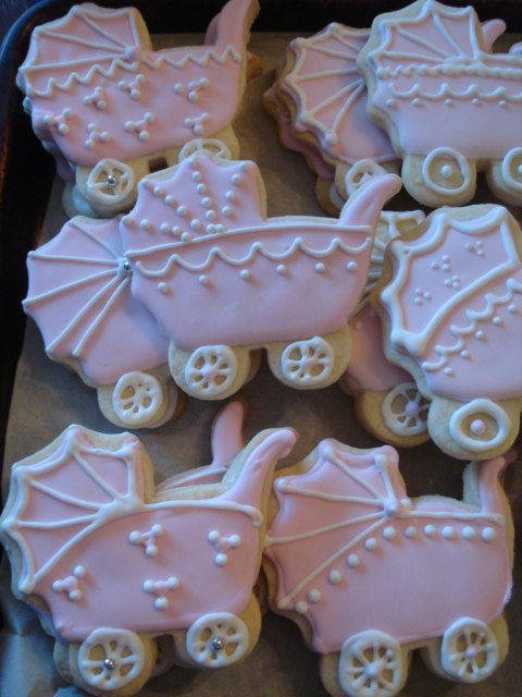 Baby Shower Carriage Vanilla Sugar Cookies - 1 Dozen Assorted Designs