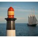 Lighthouse Pepper Mill in Black & Whitewash Stained Maple with Padauk Lantern and YellowHeart Lens