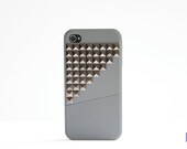 iPhone 4, 4S case - Color Block Stud - All Grey / Gunmetal Studs