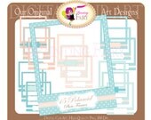 Digital Clipart Baby Shower Colors Clip art Baby Girl Boy Photo Frames Babies Scrapbooking DIY images Personal & Commercial Use pf00020-8