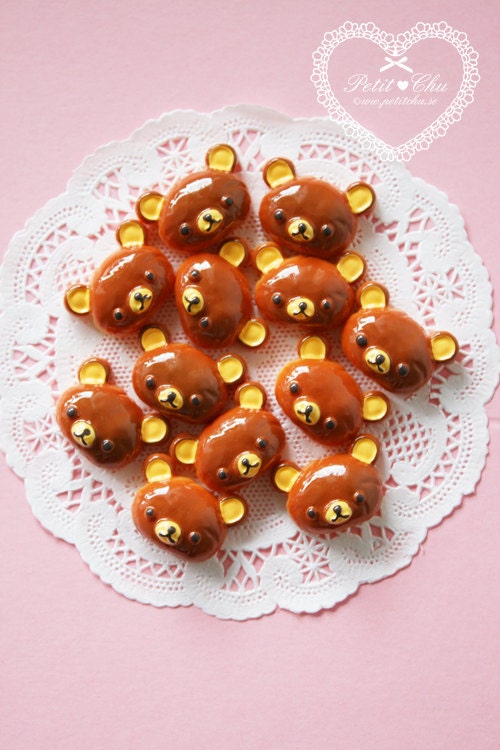 Cute Kawaii Cute Bear Bread/Cookie Cabochons