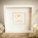 Betsy Button, heart of buttons including white box frame