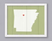 ARKANSAS - Rustic home decor 16x20 Handmade Personalized Sign Custom Heart Location  Wedding Bridal shower Housewarming Family gift