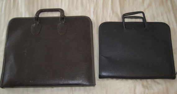 FREE SHIPPING Two Vintage Leather Art Portfolio by SpeakeasyStyle