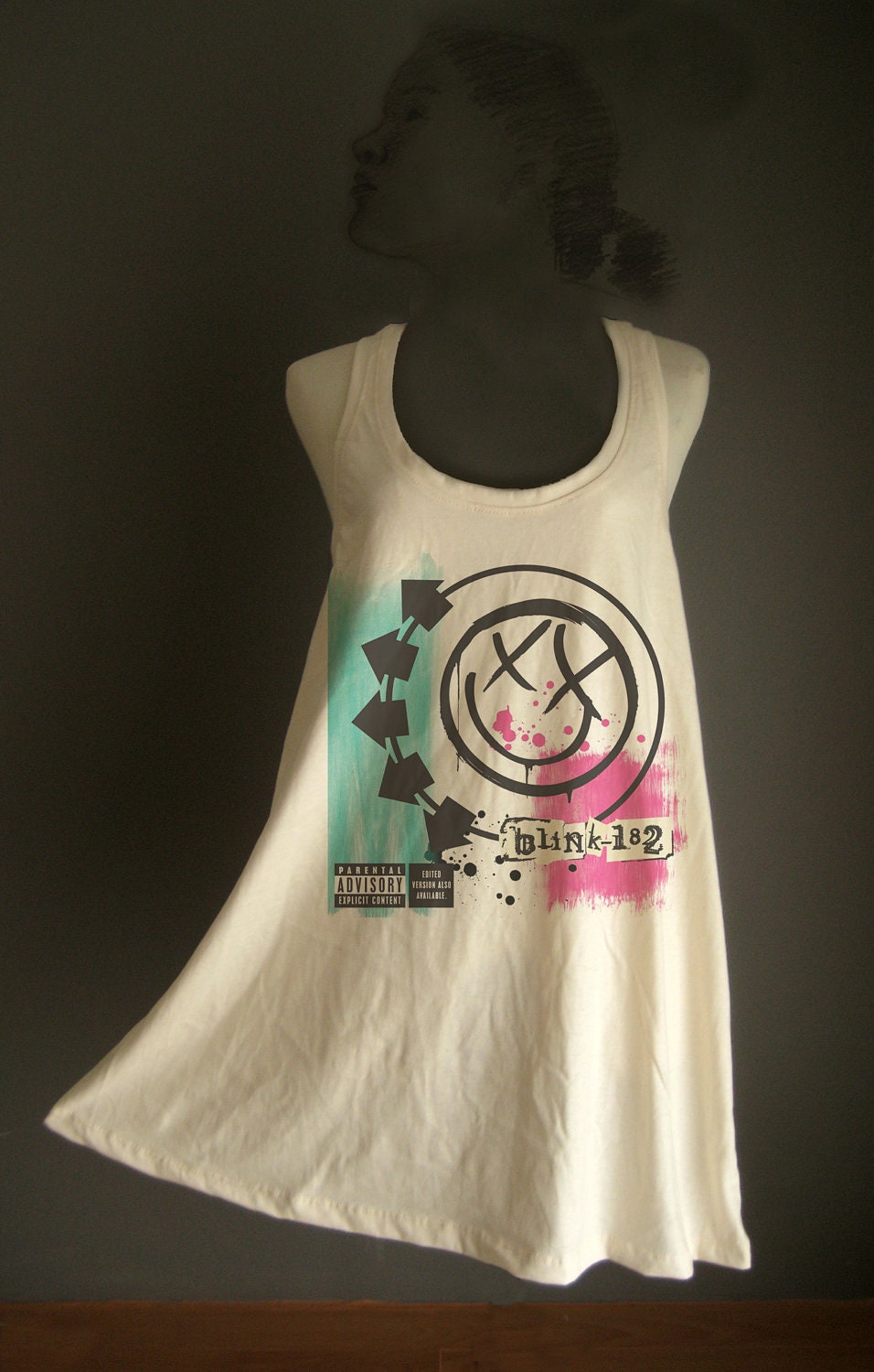 Retro Blink 182 Album Cover Punk Rock White Organic Cotton T-Shirt Tee Tank Top Tunic Vest Size M/L