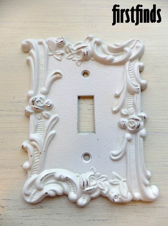 shabby chic metal switch plate cover by firstfinds on etsy shabby chic metal switch plate cover by firstfinds on etsy