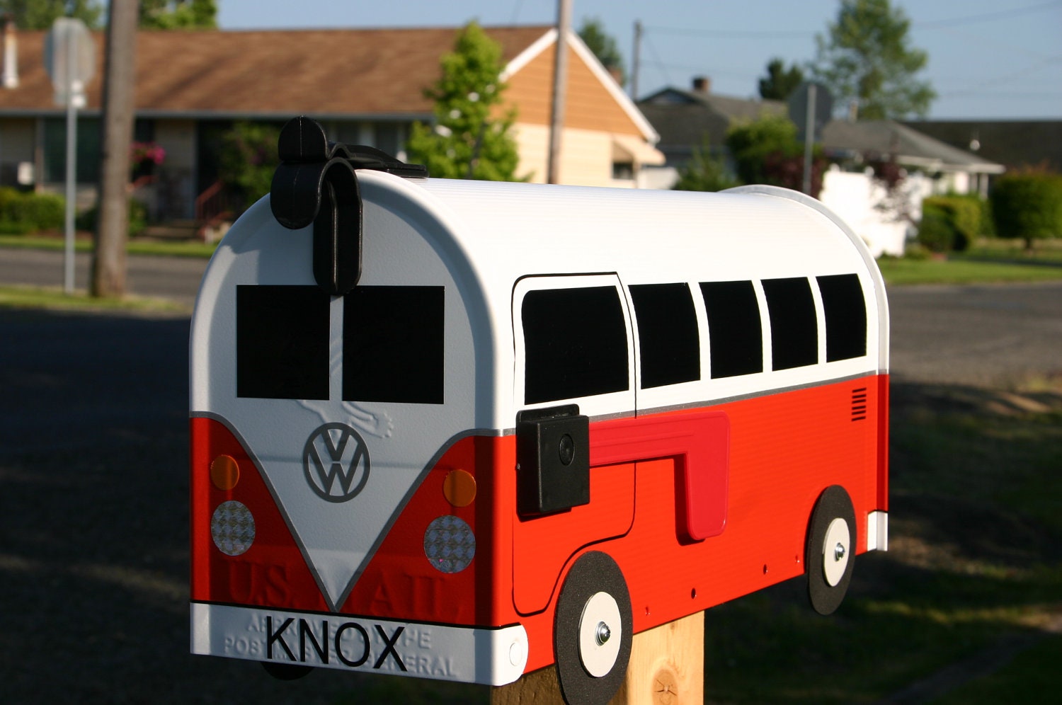 Fire Orange Volkswagen Bus Mailbox by TheBusBox Custom made VW - Choose your color - SplitBusBox