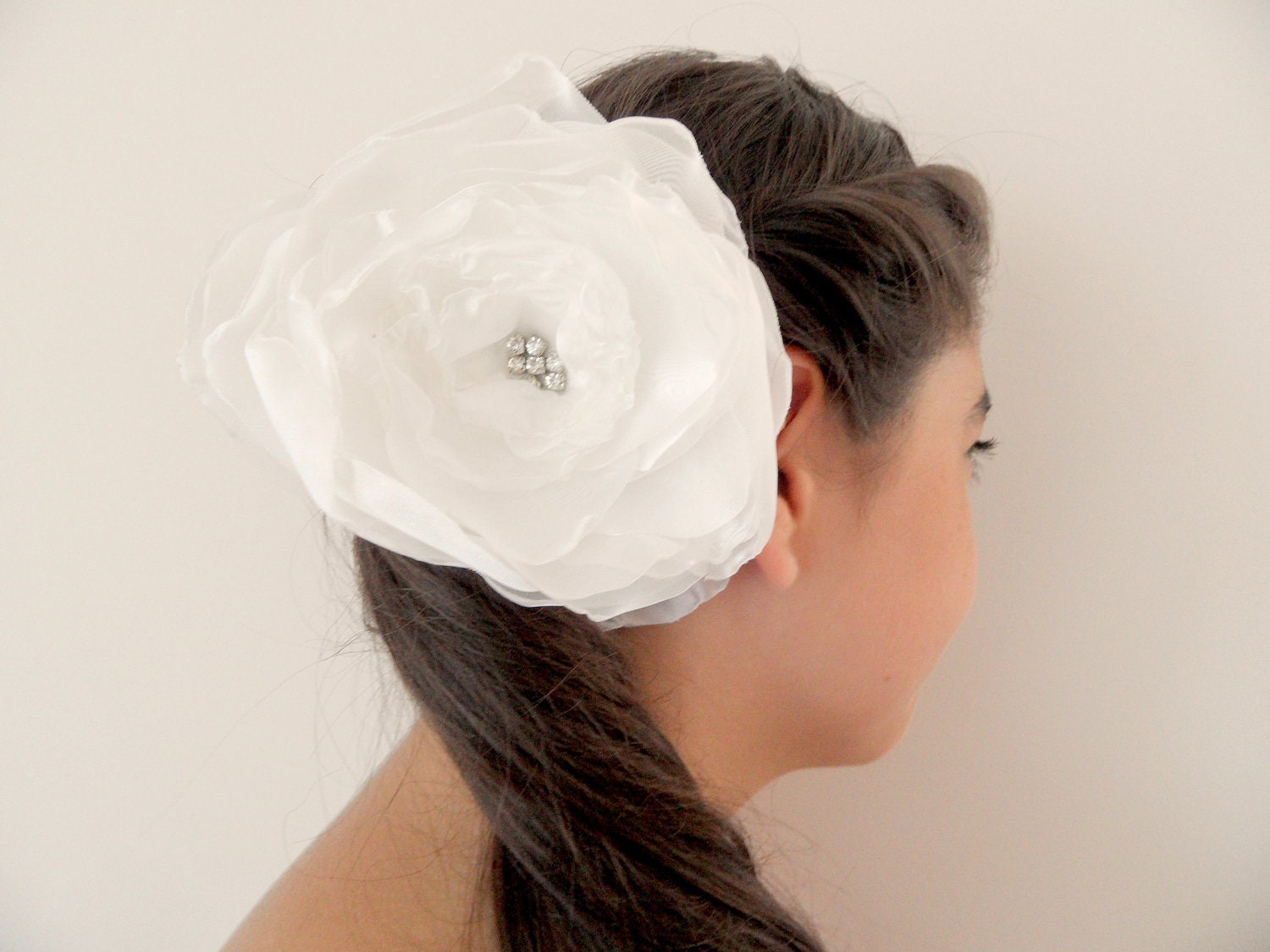 bride hair accessories, white, wedding hair flowers, white satin hair flowers, hair accessories, bridal accessories, wedding accessories, or