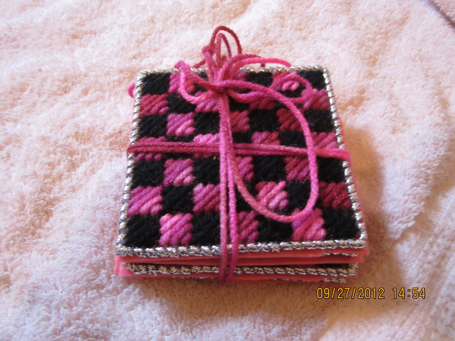 CHECKERBOARD Plastic Canvas Coasters