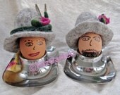 Egg Cozy "Tyrolean Style", Anna and Sepp, 100% wool, appr. 4.7 x 3.9 inches, felted