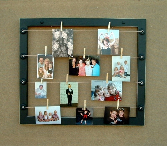 Hanging photo frame with stretched wire by SophieLaVae on Etsy