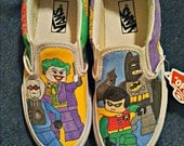 Hand-painted Lego Batman on Vans shoes