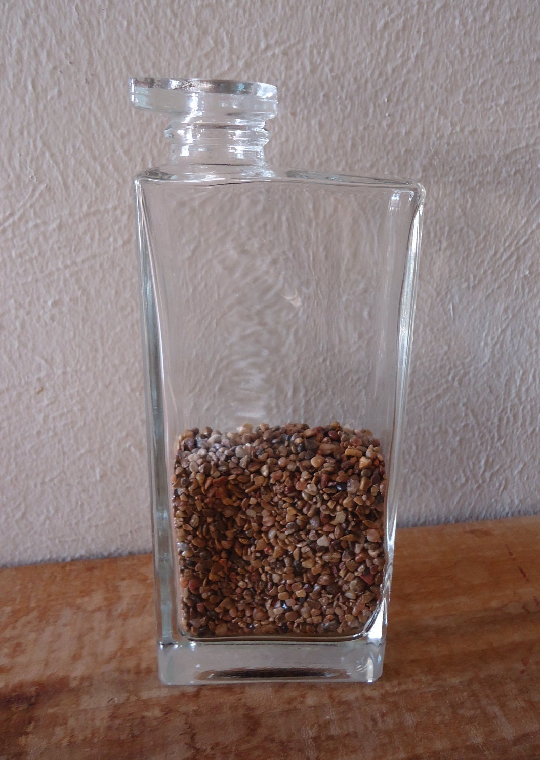 OOaK Unique Thick Rectangular Glass Vase made from Recycled Liquor Bottle