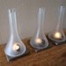 Tea Light Candle Holders Hurricane Lamps Lanterns Frosted made from Upcycled Cognac Bottles Set of 3