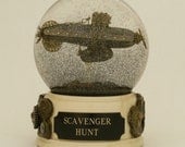 Scavenger Hunt - One of a Kind snow globe/waterball with airship and junkyard