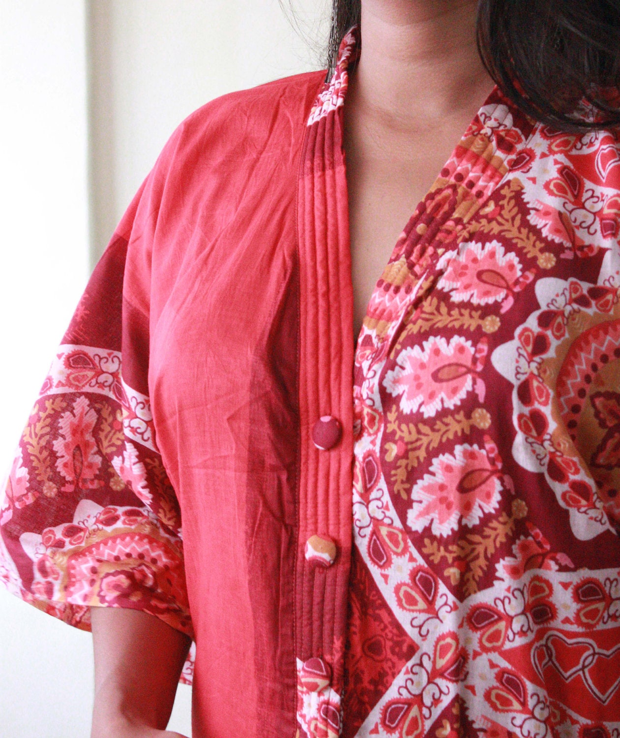 shades of red - long kaftan, maternity caftan, beachwear, spa robe, customized bridesmaids robes
