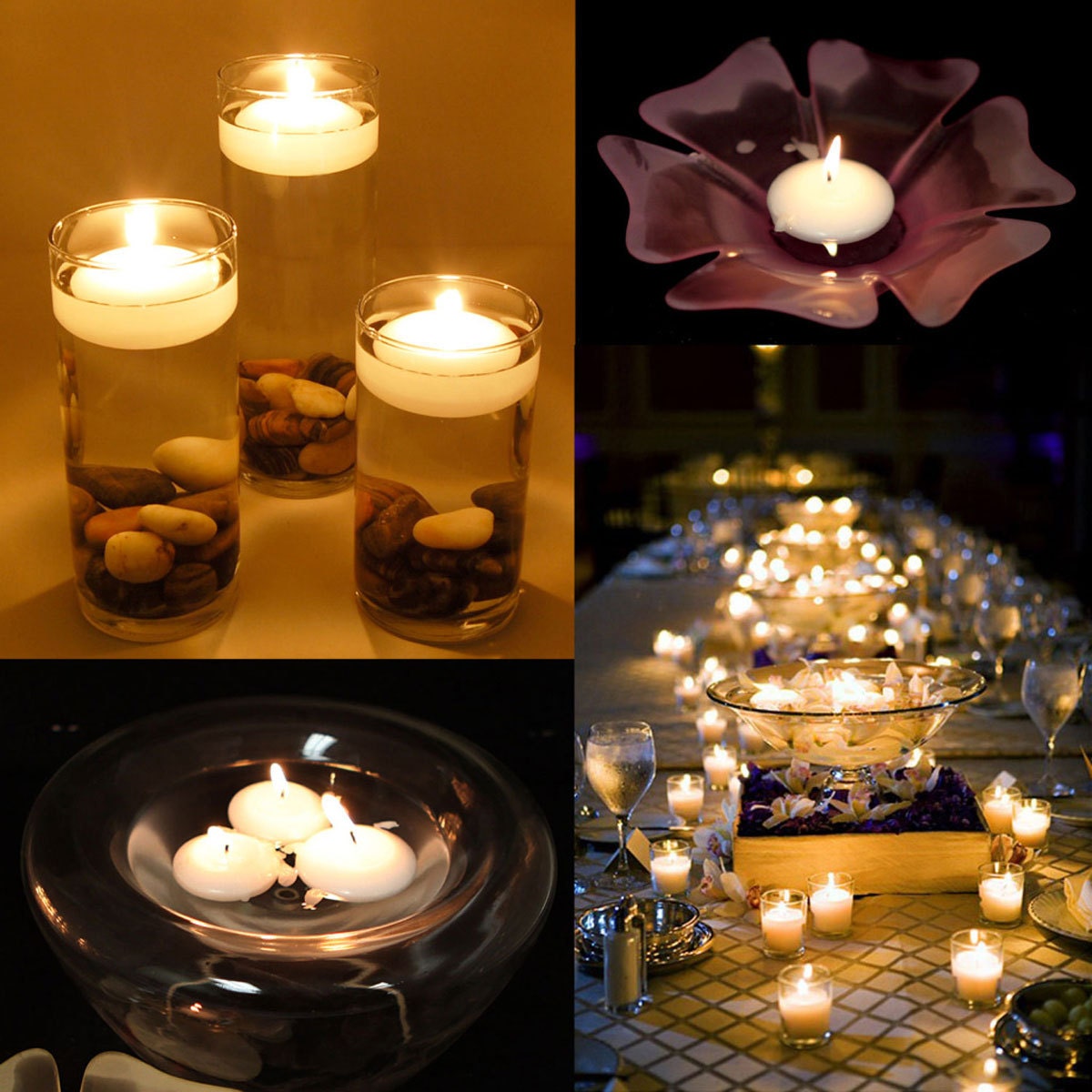 1.5" Round Floating Candle disc floater wedding party events 50pcs White or Ivory Choose Your Color