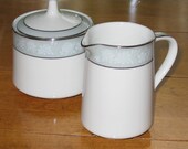 Cream and Covered Sugar Bowl in Noritake's Lamita Pattern - Excellent Condition - JosChinaShop
