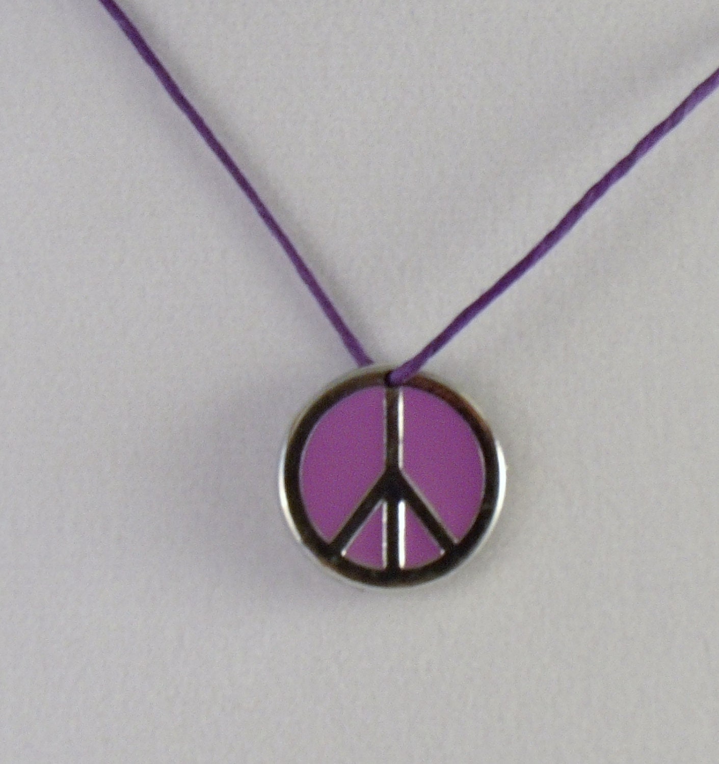 Purple Peace Charm Hemp Necklace