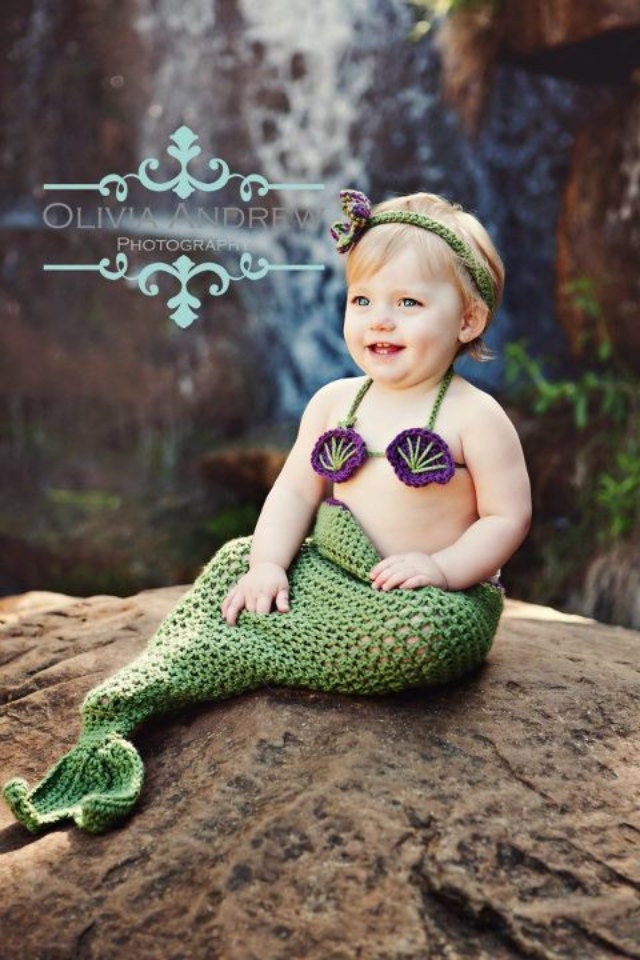 Little Mermaid crochet set Pattern -- This pattern includes newborn - 24 Month Sizes
