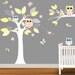 Children Wall Decal Yellow Nursery Vinyl Wall Stickers Flowers Owls Tree Butterflies