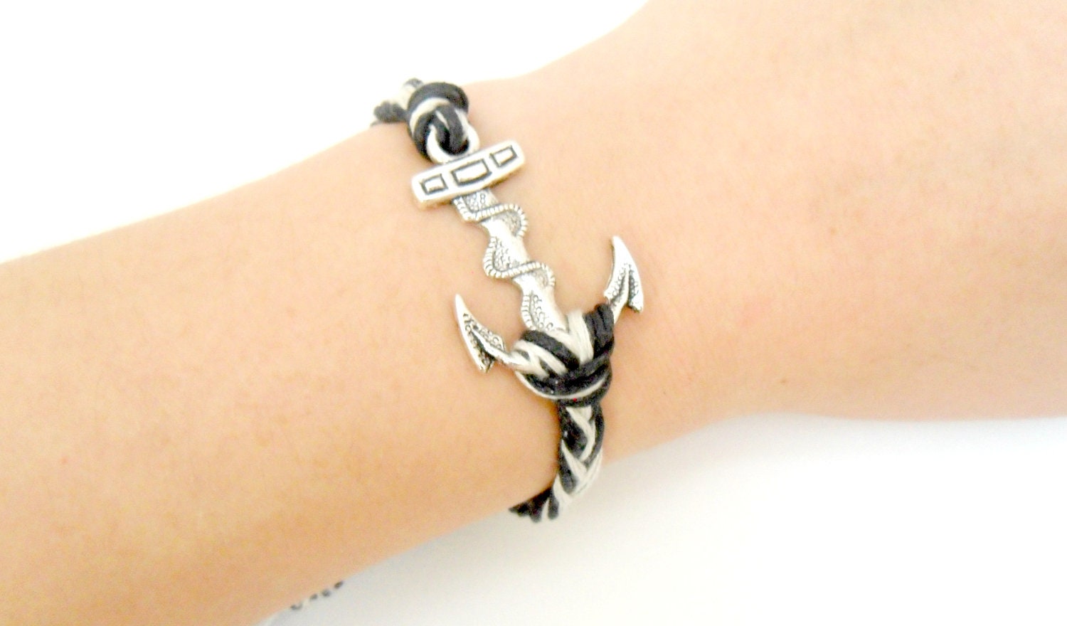 Nautical Anchor Bracelet Boho Braided Unisex Aquatic Navy Themed with Charm Ocean Bohemian Breeze Surf Beach Ship Sailor Pookie Design