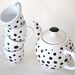 Recycled Tea Service: Loco Cocoa Miniature Teapot with 4 Mini Teacup/Espresso Cups - Reclaimed Pieces Painted w/Polka Dots
