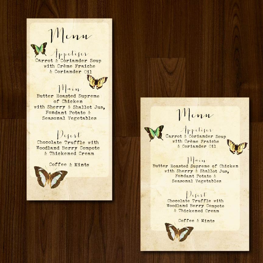 Beautiful Vintage Butterfly DIY Printable Wedding Menu Il_570xn