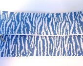 Handmade fold over clutch Blue Ikat Shibori Animal print fabric