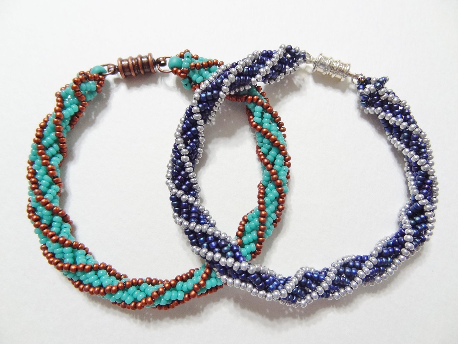 Double Helix: A bead woven African helix stitch bracelet
